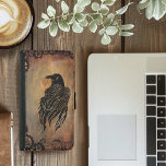 Capa Carteira Para Samsung Galaxy S5 Clockwork Raven<br><div class="desc">Raven no fundo do azulejo de pedra. Engrenagens de relógio por toda a fronteira.</div>