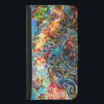 Capa Carteira Para Samsung Galaxy S5 Colagem Floral Colorida Rustic Vintage<br><div class="desc">Colagem floral rústica legal e colorida com sotaque de ornamento de espirais pretos.</div>