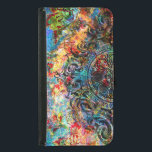 Capa Carteira Para Samsung Galaxy S5 Colagem Floral Colorida Rustic Vintage<br><div class="desc">Colagem floral rústica legal e colorida com sotaque de ornamento de espirais pretos.</div>