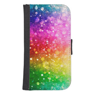 Capa Carteira Para Samsung Galaxy S4 Colorida Trendy Abstrato Bokeh Glitter