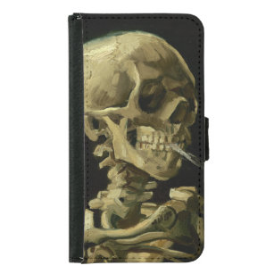 Capa Carteira Para Samsung Galaxy S5 Crânio de Van Gogh   com cigarro ardente   1886