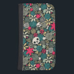 Capa Carteira Para Samsung Galaxy S4 Crânio nas flores<br><div class="desc">-</div>