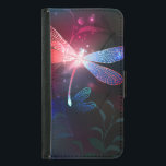 Capa Carteira Para Samsung Galaxy S5 Dragonfly vermelha<br><div class="desc">Luminosa,  voadora,  libélula vermelha,  com asas transparentes e detalhadas sobre fundo escuro,  noturno,  luminoso com plantas tropicais e vagalumes. libélula vermelha.</div>