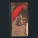 Capa Carteira Para Samsung Galaxy S5 Engraçado Meerkat Sun Smart.<br><div class="desc">O destaque é um pequeno Meerkat engraçado sentado debaixo de um guarda-chuva vermelho.</div>