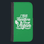 Capa Carteira Para Samsung Galaxy S4 Eu Acho, Por Isso Sou Vegan<br><div class="desc">Penso, portanto, que sou Vegan é uma ilustração de tipografia simples, elegante e moderna. Esta design é para as pessoas de vegan, é para aqueles que querem viver uma vida mais verde ou querem evitar a exploração dos animais. Pode ser usado para criar um presente exclusivo para guardar ou dar....</div>
