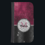 Capa Carteira Para Samsung Galaxy S4 Faux Chic Silver Glitter Burgundy Monograma preto<br><div class="desc">Bonito chic e elegante brilho fino em design preto e prateado para criar um na moda único e especial para proteger seu dispositivo. Belo, moderno e legal cobrir para o modesto conhecedor de tendências e adepto da arte. Este na moda sofisticado design seria excelente para meninas que gostam de vestir...</div>