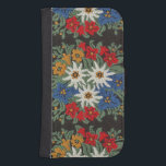 Capa Carteira Para Samsung Galaxy S4 Flor alpina suíça de Edelweiss<br><div class="desc">Uma imagem de um teste padrão floral com um olhar do bordado das flores alpinas brancas de Edelweiss de Europa em seu produto. Cores azuis,  vermelhas,  amarelas,  e brancas. Alpinum do Leontopodium da suiça,  da Alemanha,  e da Áustria.</div>