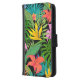 Capa Carteira Para Samsung Galaxy Flor tropical e folha de palma Havaí colorida (Esquerda)