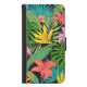 Capa Carteira Para Samsung Galaxy Flor tropical e folha de palma Havaí colorida (Frente)