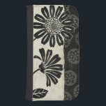 Capa Carteira Para Samsung Galaxy S4 Floral contemporâneo em preto e branco<br><div class="desc">© Daphne Brissonnet/Apple selvagem.  Imagem preto e branco das flores na flor completa. A imagem vem com um fundo modelado floral em cores pretas e esbranquiçados.</div>