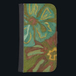 Capa Carteira Para Samsung Galaxy S4 Flores de aqua e laranja queimadas em fundo verde<br><div class="desc">Traços de tinta pesados pontuam esta peça de Chariklia Zarris. Aqua e flores laranja queimadas ficam grandes em fundo de verde limão. Uma peça excelente para ajudá-lo a iniciar sua coleção de arte!</div>