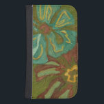 Capa Carteira Para Samsung Galaxy S4 Flores de aqua e laranja queimadas em fundo verde<br><div class="desc">Traços de tinta pesados pontuam esta peça de Chariklia Zarris. Aqua e flores laranja queimadas ficam grandes em fundo de verde limão. Uma peça excelente para ajudá-lo a iniciar sua coleção de arte!</div>