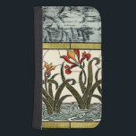 Capa Carteira Para Samsung Galaxy S4 Flores de vidro manchadas com borda de estanho<br><div class="desc">Uma bela peça de vidro manchada,  apresenta flores crescendo a partir de água estilizada no fundo e um abstrato de folhas no topo. Uma compra maravilhosamente bonita que daria um presente incrível!</div>
