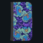 Capa Carteira Para Samsung Galaxy S4 Flores roxas e azuis William Morris<br><div class="desc">Caso da Samsung Galaxy Wallet que inclui as flores design têxteis de William Morris,  púrpura,  e azuis (1834-1896). Lindas flores decoram um pano de fundo roxo escuro. Um presente maravilhoso para entusiastas da arte vitoriana.</div>