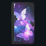 Capa Carteira Para Samsung Galaxy S5 Fundo com Borboletas Noturnas<br><div class="desc">Fundo preto com borboletas noturnas brilhantes. Borboletas noturnas. Design com borboletas.</div>