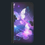 Capa Carteira Para Samsung Galaxy S5 Fundo com Borboletas Noturnas<br><div class="desc">Fundo preto com borboletas noturnas brilhantes. Borboletas noturnas. Design com borboletas.</div>