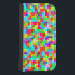Capa Carteira Para Samsung Galaxy S4 Funky Bright Colorida Pixels Mosaico<br><div class="desc">Este mosaico brilhante e engraçado de padrões de pixels faz um cobrir de proteção único e dinâmico para a sua tecnologia. Projetado por Designs de Lark</div>