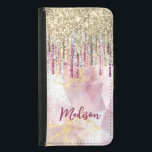 Capa Carteira Para Samsung Galaxy S5 Glitter dourado rosa-chic goteja monograma<br><div class="desc">Glitter de ouro rosa-chico pinga monograma capa de telefone de galáxia Samsung. Belo, moderno e legal cobrir para o modesto conhecedor de tendências e adepto da arte. Esta na moda sofisticada seria um excelente para meninas que gostam de vestir designs brilhantes de classe misturadas com designs-leopardo ou de tigre. Mostre...</div>