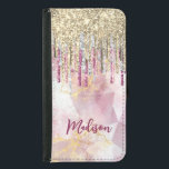 Capa Carteira Para Samsung Galaxy S5 Glitter dourado rosa-chic goteja monograma<br><div class="desc">Glitter de ouro rosa-chico pinga monograma capa de telefone de galáxia Samsung. Belo, moderno e legal cobrir para o modesto conhecedor de tendências e adepto da arte. Esta na moda sofisticada seria um excelente para meninas que gostam de vestir designs brilhantes de classe misturadas com designs-leopardo ou de tigre. Mostre...</div>