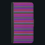 Capa Carteira Para Samsung Galaxy S5 Hipster Roxos Múltiplos<br><div class="desc">Tiras estreitas em tons de padrões roxos,  vermelhos,  lacerantes e verdes da moda. Faz um caso de proteção inteligente para o seu telefone celular.</div>