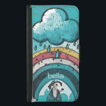 Capa Carteira Para Samsung Galaxy S5 Hora de aquecer<br><div class="desc">Um design ilustrativo bonito de um cão galinheiro que veste uma capa de chuva sob uma nuvem de chuva e um arco-íris. Você pode personalizar o design com o nome do seu animal de estimação.</div>