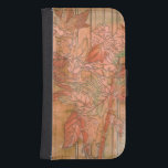Capa Carteira Para Samsung Galaxy S4 Impressão Floral Laranja Moderno em Fundo Retirado<br><div class="desc">Uma criação original de Jennifer Goldberger,  esta impressão floral de laranja moderna senta-se num fundo despojado. As flores quase se misturam com o fundo. Deixe-o misturar-se com o resto da sua casa,  comprando-a hoje!</div>
