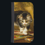 Capa Carteira Para Samsung Galaxy S4 Kitten com pintura e escovas<br><div class="desc">Samsung Galaxy Wallet Case com a pintura a óleo de Henriëtte Ronner-Knip The Young Artist (1821-1909). Um gatinho preto e branco brinca com pintura e dois pincéis. Um presente adorável para amantes de gatos e entusiastas do Romantismo.</div>