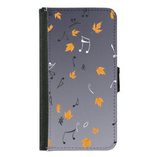 Capa Carteira Para Samsung Galaxy S5 Mala de Wallet do Autumn Leaves & Music Phone
