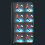Capa Carteira Para Samsung Galaxy S5 "Meta Bound: The Animated Boy's Perfect Kick"<br><div class="desc">Foto em um design animado 3D é um jogador de futebol com uma bola de futebol com fogo embaixo dele</div>
