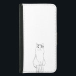 Capa Carteira Para Samsung Galaxy S5 Moderno de esboço de gato bonito<br><div class="desc">Mala de carteira telefônica moderna com um simples esboço desenhado à mão de um gato fofo.</div>