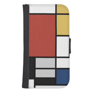 Capa Carteira Para Samsung Galaxy S4 Mondrian Painting Red Plane Yellow Black Cinza Blu
