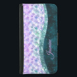 Capa Carteira Para Samsung Galaxy S5 Monograma da cor da pele da sereia<br><div class="desc">Bonito chic e elegante brilho falso iridescente da pele feminina em cor prateada roxa e turquesa para criar uma linda e única maiúscula para proteger seu dispositivo. Belo, moderno e legal cobrir para o modesto conhecedor de tendências e adepto da arte. Este na moda lindo design seria um excelente para...</div>