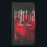 Capa Carteira Para Samsung Galaxy S5 Monograma das gotas de vermelho-chic<br><div class="desc">Derramamento preto vermelho-chic monograma brilhante capa de telefone de galáxia Samsung. Belo, moderno e legal cobrir para o modesto conhecedor de tendências e adepto da arte. Esta na moda sofisticada seria um excelente para meninas que gostam de vestir designs brilhantes de classe misturadas com designs-leopardo ou de tigre. Mostre seu...</div>