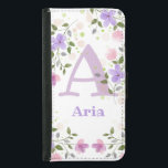 Capa Carteira Para Samsung Galaxy S5 Nome inicial mais Aria com Flores<br><div class="desc">Design apresenta Monograma & Nome com Flores em ambos os lados no estilo pastel de cor de água. Inicial é a letra A. Aria</div>