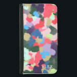 Capa Carteira Para Samsung Galaxy S5 Nome Personalizado Moderno Multicolorido Verde Azu<br><div class="desc">Pintura digital acrílica original com um design moderno brilhante e colorido em blues,  verdes,  pinks e roxo. Personalizado com o nome ou texto da sua escolha.</div>