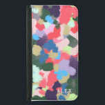 Capa Carteira Para Samsung Galaxy S5 Nome Personalizado Moderno Multicolorido Verde Azu<br><div class="desc">Pintura digital acrílica original com um design moderno brilhante e colorido em blues,  verdes,  pinks e roxo. Personalizado com o nome ou texto da sua escolha.</div>