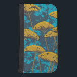 Capa Carteira Para Samsung Galaxy S4 Ouro Yseta Garden com fundo azul<br><div class="desc">As flores de fios de ouro pontuam esta linda cena de jardim. O fundo azul também contém uma sugestão de folhas espalhadas por toda parte. É como olhar para uma foto de Olho Mágico,  exceto muito mais divertida!</div>