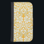 Capa Carteira Para Samsung Galaxy S4 Padrão bonito de local do Damasco Floral Floral do<br><div class="desc">Um padrão bonito de estilo de vintage de renda floral branca ou creme com um lindo fundo de damasco cria um design elegante e sutil para proteger sua tecnologia. Projetado por Designs de Lark</div>