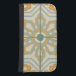 Capa Carteira Para Samsung Galaxy S4 Padrão de Azulejo Decorativo do Velho Mundo<br><div class="desc">Uma criação Chariklia Zarris,  esta velha impressão do mundo oferece um padrão decorativo de azulejo com azul e ouro sobre fundo bege. Faria um presente de excelente para fãs de flores e impressões pastel!</div>