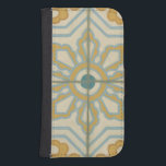 Capa Carteira Para Samsung Galaxy S4 Padrão de Azulejo Decorativo do Velho Mundo<br><div class="desc">Uma criação Chariklia Zarris,  esta velha impressão do mundo oferece um padrão decorativo de azulejo com azul e ouro sobre fundo bege. Faria um presente de excelente para fãs de flores e impressões pastel!</div>