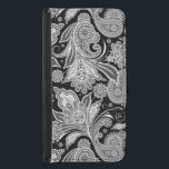 Capa Carteira Para Samsung Galaxy S5 Padrão de Paisley Floral Preto e Branco<br><div class="desc">Padrão paisley de ornamentado floral de vinheta branca e preta.</div>
