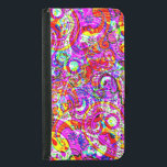 Capa Carteira Para Samsung Galaxy S5 Padrão de Paisley Vermelho Roxo do Hipster Fab<br><div class="desc">Padrão fabuloso de abstrato paisley retrô em tons de roxo,  vermelho e amarelo. Corações brilhantes para uma aparência moderna de hipster.</div>