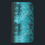 Capa Carteira Para Samsung Galaxy S4 Padrão Geométrico do Mosaico Turquesa<br><div class="desc">A sequência metálica brilhante popular parece tonalidades de turquesa brilhando. Espelhos de bola de disco dos anos 70 com o brilho e faíscas.</div>