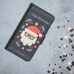 Capa Carteira Para Samsung Galaxy S5 Papai Noel em óculos escuros Nome do monograma<br><div class="desc">Atualize o seu Samsung Galaxy S5 com vibrações festivas! 📱 ✨ mergulhar em alegria de férias com nosso caso de lanche mostrando um retrô em tons em meio a estrelas, bolas e folhas de cor. 🎅 Personalizar 🕶️ legenda ou adicionar um Monograma Inicial para um toque exclusivo. 🎁 🌟 seja...</div>