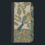 Capa Carteira Para Samsung Galaxy S4 Pássaro Azul Amarelo e Teal Emitido em uma Ramific<br><div class="desc">Esta bela pintura de um pássaro azul amarelo e lacrado em um galho se ajustado perfeitamente a qualquer produto Zazzle. A pintura de Chariklia Zarris,  inspirada na colagem,  é composta por vários padrões,  flores e folhas diferentes. Confira!</div>