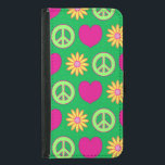 Capa Carteira Para Samsung Galaxy S5 Peace Love Daisies<br><div class="desc">This design is the centerpiece of my Peace Love Daisies Collection. It's inspired by my daughter's flower child vibes. As a tween,  peace signs were her thing!</div>