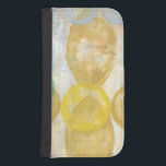 Capa Carteira Para Samsung Galaxy S4 Pintura de Abstrato moderna em Newsprint<br><div class="desc">O Romance está a bater a cabeça nesta pintura de Jennifer Goldberger. Os círculos e as formas de futebol estão em camadas sobre um fundo de jornal,  ocultando a maior parte das palavras. Alguns chegam,  especialmente o romance. Uma seleção de vanguarda que faria um excelente adicional na sua parede!</div>