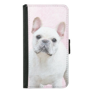 Capa Carteira Para Samsung Galaxy S5 Pintura de Bulldog Francês (Creme/Branco) - Arte C