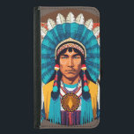 Capa Carteira Para Samsung Galaxy S5 Retrato Poderoso Principal Americano Nativo<br><div class="desc">Orgulhoso Retrato Poderoso Principal Nativo Americano com Sonhadores e Montanhas na Ilustração do Logotipo Vetor de Fundo BluedarkArt The ChameleonArt.</div>