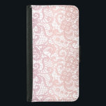 Capa Carteira Para Samsung Galaxy S5 Rosa cor-de-rosa Efeito Lugar Bonito Design<br><div class="desc">Um belo design de rendas cor rosa-rosa faz um elegante cobrir protetor feminino para o seu telefone.</div>